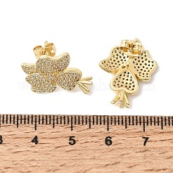 Aretes de latón con micro pavé de circonio cúbico para mujer&nbsp;EJEW-F422-02G