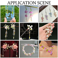 DIYの葉っぱと花のパーツキット  アクリルパーツなど、  ガラス＆アクリルビーズ  ブルー  12x12x1.8mm  穴：1.5mm&nbsp;DIY-PA0001-64C