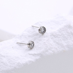 Минималистичные плоские круглые серьги-гвоздики из нержавеющей стали XU2913