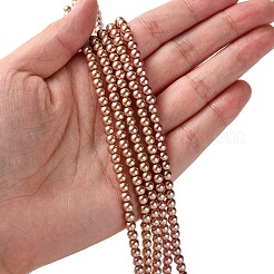 グレードaのガラスパールビーズ  パールカラーの  ラウンド  インディアンレッド  4mm  穴：0.7~1.1mm  約100個/連  16''（40.64センチメートル）&nbsp;HY-J001-4mm-HX015