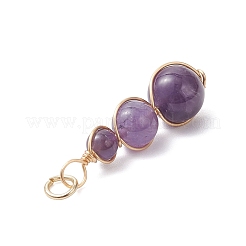 Подвески из натурального аметиста с круглыми бусинами PALLOY-JF04700-02