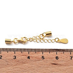 スターリングシルバーカーブチェーンエクステンダー925個  カニカンとコードエンドを備えたエンドチェーン  ティアドロップチェーンタブ  s925スタンプあり  18KGP本金メッキ  24mm。&nbsp;STER-G039-01D-G