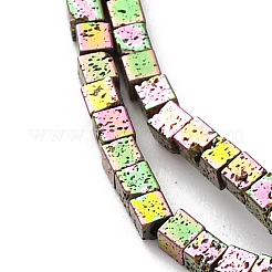 電気メッキされた天然溶岩岩ビーズ連売り  キューブ  虹メッキ  2x2x2mm  穴：1mm  約179個/連  16.14''（41センチメートル）&nbsp;G-A256-B01-01I