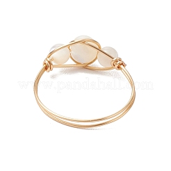 Круглые натуральные морские ракушки перстни&nbsp;RJEW-JR00847-01