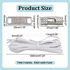 Rechteckige Schuhschnallenclips aus Messing und Zinklegierung mit Strassen&nbsp;FIND-HY0003-93P