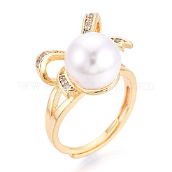 Бант латунный микропаве прозрачный кубический цирконий регулируемые настройки кольца KK-T076-27G