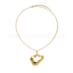 Collares con colgante hueco texturizado de acero inoxidable 304 para mujer&nbsp;WG18037-04
