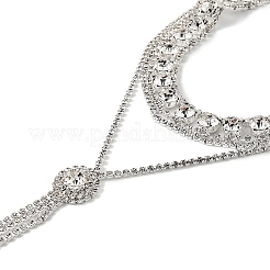 Латунные ожерелья с кисточками и круглыми плоскими стразами для женщин NJEW-M104-01S-02