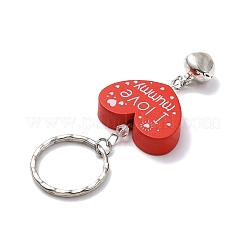 Брелки в виде деревянного сердца со словом «Я люблю маму» KEYC-JKC00582