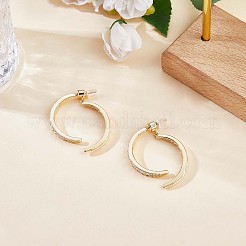 クリア キュービックジルコニア カーブバー ダングル スタッド ピアス  女性のための真鍮のアクセサリー  ゴールドカラー  38mm  ピン：0.8mm&nbsp;JE992A