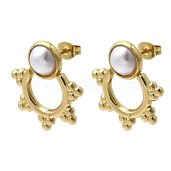 Серьги-гвоздики с жемчугом из АБС-пластика 201 из нержавеющей стали&nbsp;EJEW-Z151-13G-07