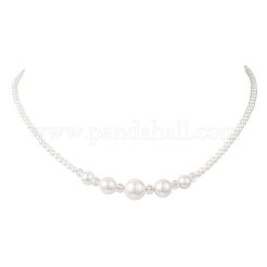 Ожерелья из круглых ракушечных жемчужин и гальванизированного стекла с градуированными бусинами&nbsp;NJEW-JN05747