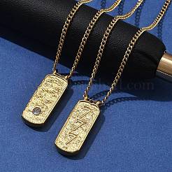 Ожерелья с прямоугольными подвесками из нержавеющей стали 304&nbsp;NJEW-D300-01G-07