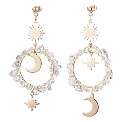 Винтажные серьги-пусеты из смешанного камня из натурального камня&nbsp;EJEW-JE05806