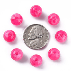 アクリルビーズ  天然石風  ラウンド  濃いピンク  10mm  穴：1.6mm  約1000個/500g&nbsp;MACR-S375-001C-07