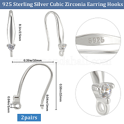 2 пара сережек-крючков из стерлингового серебра с родиевым покрытием и микропаве из кубических цирконий&nbsp;STER-BBC0007-09