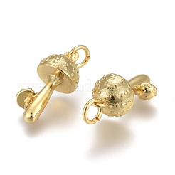 真鍮チャーム  カドミウムフリー＆鉛フリー  長持ちメッキ  丸カン付き  キノコ  ゴールドカラー  16.5x8x8mm  穴：4.5x0.8mm&nbsp;X-KK-Z001-01G