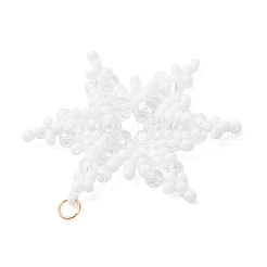 3 шт. подвески-снежинки из двухцветного стеклянного бисера PALLOY-MZ00890