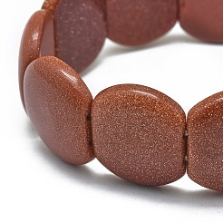 Bracelets extensible de perles d'or de synthèse&nbsp;BJEW-G617-04B-01