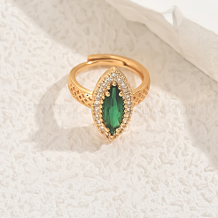 Латунное микропаве кубический цирконий регулируемое кольцо на палец для женщин&nbsp;TC6550-2