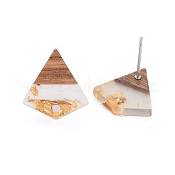 Orecchini a bottone in resina bicolore e legno di noce&nbsp;MAK-N032-031