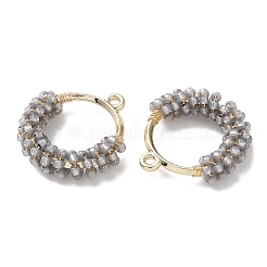 Латунное кольцо с подвесками из бисера GLAA-K060-06G-04