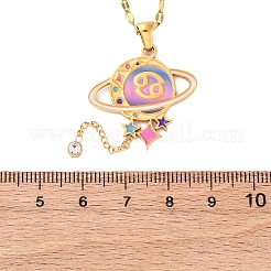 304 Edelstahl Hot Pearl Emaille Konstellation Planet Anhänger Halsketten&nbsp;NJEW-D310-01D-G