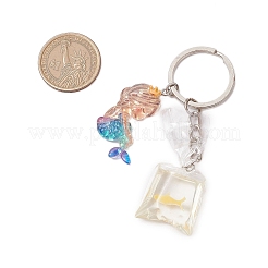 樹脂キーホルダー2個  鉄のリング付き  人魚  魚  ミックスカラー  85.5mm  2個/セット&nbsp;KEYC-JKC01149