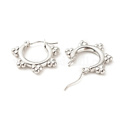 Pendientes de aro con flores de acero inoxidable 304 que no se deslustran para mujer&nbsp;EJEW-K242-05P