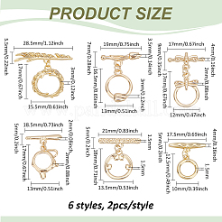 12 шт. 6-х стилевые латунные застежки-тоглы KK-PH0011-40G