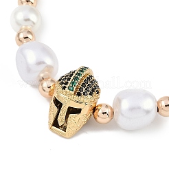 Браслеты с подвесками из латуни с микропаве из кубического циркония BJEW-P341-13G-01