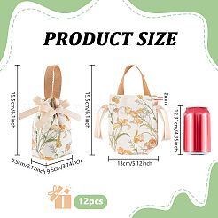 Sacs fourre-tout à bonbons de mariage en toile imprimée à fleurs&nbsp;ABAG-WH0072-044B