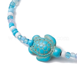 Стекло с синтетическими бусинами цвета бирюзы&nbsp;BJEW-JB11031-02