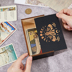 Деревянные шкатулки для хранения карт Таро с гравировкой пентаграммы CON-WH0089-144B