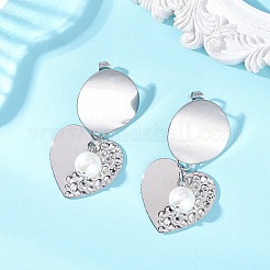 Серьги-гвоздики с подвесками из АБС-пластика с имитацией жемчуга&nbsp;EJEW-JE06903