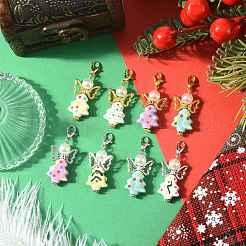 7 шт. 7-цветная подвеска в виде ангела из искусственного жемчуга ручной работы из фарфора и АБС-пластика в виде рождественской елки&nbsp;HJEW-FS00083