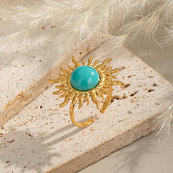 Винтажное женское кольцо-манжета в форме солнца из нержавеющей стали 304 