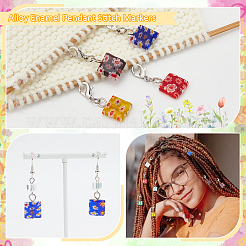 16 шт. квадратный стеклянный кулон миллефиори ручной работы HJEW-AB00654