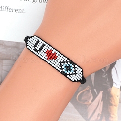Pulsera de cuentas trenzadas con semillas de miyuki&nbsp;BJEW-P269-33