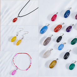 20 шт. подвески из натурального агата двух цветов&nbsp;G-FH0002-43