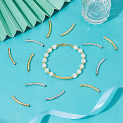 60 шт. 2-х цветные изогнутые латунные трубчатые бусины&nbsp;KK-UN0004-25