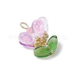 Подвески из латунного стекла с цветами&nbsp;PALLOY-MZ00630-01