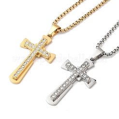 201 кулон-крест из нержавеющей стали с кристаллами и стразами&nbsp;LS-NJEW-H065-08G