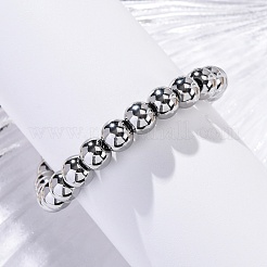 Не тускнеющие браслеты из нержавеющей стали 202 с круглыми бусинами для мужчин и женщин BJEW-D034-01P