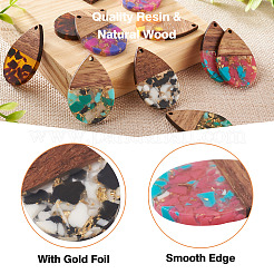 16шт 8 стиля подвески из прозрачной смолы и орехового дерева RESI-BT0001-30