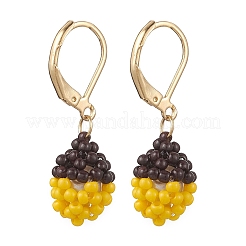 Серьги из стеклянных бусин ручной работы с застежкой-молнией EJEW-MZ00572-01