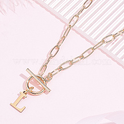 Colliers avec pendentif lettre en acier inoxydable 304&nbsp;NJEW-LP0001-52L-G