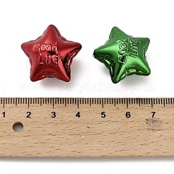 Акриловые бусины-звездочки с уф-покрытием и надписью «Удачи!» OACR-V005-02