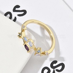 Латунные микро проложить манжеты кольца кубического циркония RJEW-H256-02G