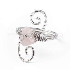 Крошка из натуральных смешанных драгоценных камней с вихревым кольцом на пальце RJEW-L082-02P